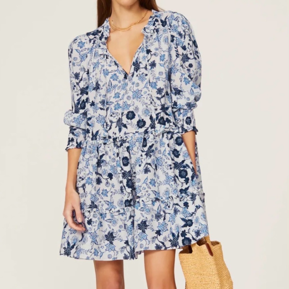 MISA Maya Floral Mini Dress Babydoll Dress XS